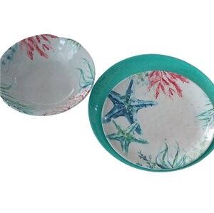 Melamine Sea Life Starfish Salad Plate, Turquoise Dinner Plate and match…